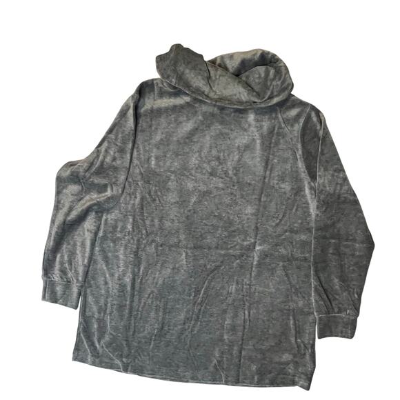 NWOT Feel Good Store Gray Velour Lounge Set 2PC Cowl Neck Top Pants Women’s L - Picture 5 of 8